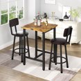 thumbnail image 1 of Furlinkhm 3 Piece Pub Dining Set, Modern bar Table and Stools for 2 Kitchen Counter Height Wood Top Bistro Easy Assemble for Breakfast Nook Living Room Small Space Restaurant, Rustic Brown, 1 of 9