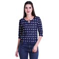 thumbnail image 4 of Moomaya Printed Keyhole Neck Ring Top Casual 3/4th Sleeve Tees Tank Tunic Top, 4 of 5