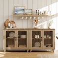 thumbnail image 1 of WAMPAT 2-in-1 Buffet Server Table, Accent Sideboard with Storage & Glass Door,Console Table for Kitchen, Dining Room, and Living Room, Oak, 1 of 8