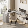 thumbnail image 1 of Bestier Bureau d'Ordinateur Réversible 60 Pouces en Forme de L avec Armoire de Rangement Bureau de Bureau pour 2 Personnes, 1 of 7