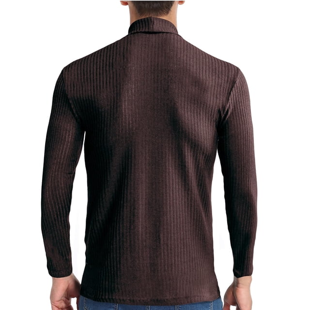 CEHVOM Chandail à Col Roulé en Tricot Côtelé Ajusté pour Homme, Chandail de Base