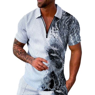 Ketyyh-chn99 Mens Golf Polo Shirts for Men Fashion 2024 Casual Button Down Shirts Short Sleeve Office Work Blouses Tops Grey,XL