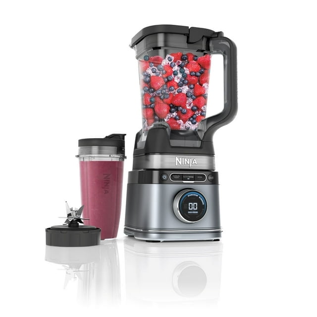 Remis à Neuf Ninja Detect Power Blender Pro avec Technologie BlendSense, Doté d'Une base de Moteur de 1700 Watts, d'Un Pichet Pleine Grandeur de 72 Oz Rempli de Baies Mélangées et d'Un Assemblage Complet de Lames pour Écraser et Hacher. Comprend un Gobelet à Emporter avec un smoothie et une Lame Détachable. Idéal pour smoothies et Boissons Glacées.