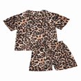 thumbnail image 2 of Kid Pajamas Set Leopard Print Long Short Sleeve Tops Shorts Trousers, 2 of 5