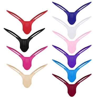 Qertyioot sous-Vêtements String pour Hommes Aguichant à Dos Ouvert Bas 10 Pcs