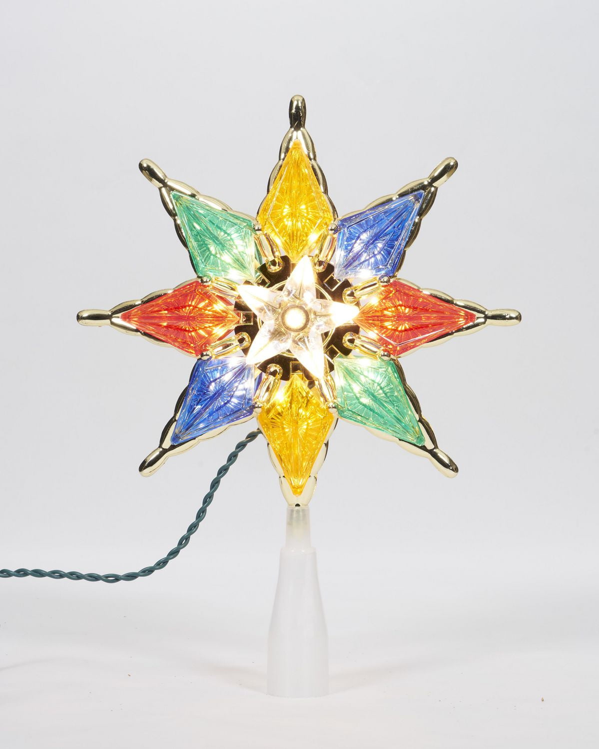 Holiday Time Multicolor Christmas Tree Topper, Gold-Trim Star, 8"