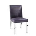 thumbnail image 1 of Upholstered Dining Chair with Laser Cut Patterned Polished Stainless Steel Back, 1 of 2