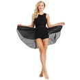 thumbnail image 1 of Miaeowve Robe de Danse Courte pour Femmes en Mousseline, Ourlet Haut-Bas, Justaucorps Superposé, Robe Courte, Vêtements de Danse Lyrique, Noir, TG, 1 of 7