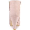 thumbnail image 2 of Unique Bargains Bottines à Plateforme à Bout Rond à Talons Épais pour Femme Rose Poudré (Taille 7,5), 2 of 6