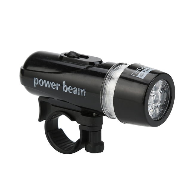 TIMIFIS Camping Accessories Super Bright LED Bicycle Light with a durable black ABS plastic and metal construction. The headlight measures 3 cm in diameter and 10 cm in length, offering three lighting modes for enhanced visibility during night rides. Waterproof and designed for outdoor use, it includes a 4.5 cm by 1 cm mounting bracket for easy installation on bicycles. Requires 4 AAA batteries (not included).