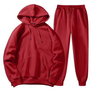 SGMVNU Ensemble de Survêtement à Capuche pour Hommes 2 Pcs, Chandail à Capuchon à Cordon et Pantalon de Jogging, Ensemble de Survêtement, Tenue d'Entraînement de Gym (Rouge, G)