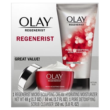 Olay Regenerist Advanced Anti Aging Duo Pack, Micro-sculpting Cream with Hyaluronic Acid and Niacinamide 50 mL, Pore Cleanser 150 mL