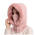 thumbnail image 1 of Women Winter Outdoor Riding Headgear Cold-Proof Ski Cap Warm Bib Face Mask Integrated Cold-Proof Hood Hat, 1 of 5