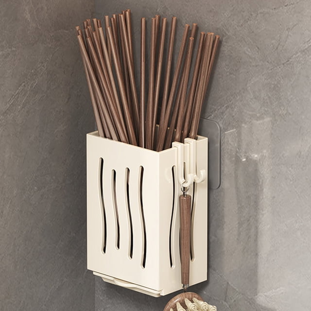Product Category Storage Containers Wall Mount Utensil Holder Hanging Storage Organizer With Hooks Chopsticks Holder Cutlery Silverware Holder Storage Caddy For Forks Spoons Towel