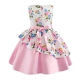thumbnail image 3 of Robes pour Adolescents Sans Manches Robe de Concours Fête d'Anniversaire Imprimés Floraux Nœud Papillon Robe Princesse Tout-Petit Rose 2-3 Ans, 3 of 3