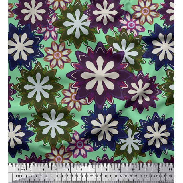 Soimoi Poly Georgette Fabric Artistic Floral Decor Fabric Printed Yard 42 Inch Wide