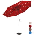 thumbnail image 1 of Patiojoy 10 ft Patio Market Umbrella w/Solar Powered LED Light Burgundy, 1 of 10