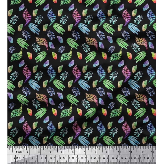Soimoi Moss Georgette Fabric Coral & Seashell Ocean Decor Fabric Printed Yard 42 Inch Wide