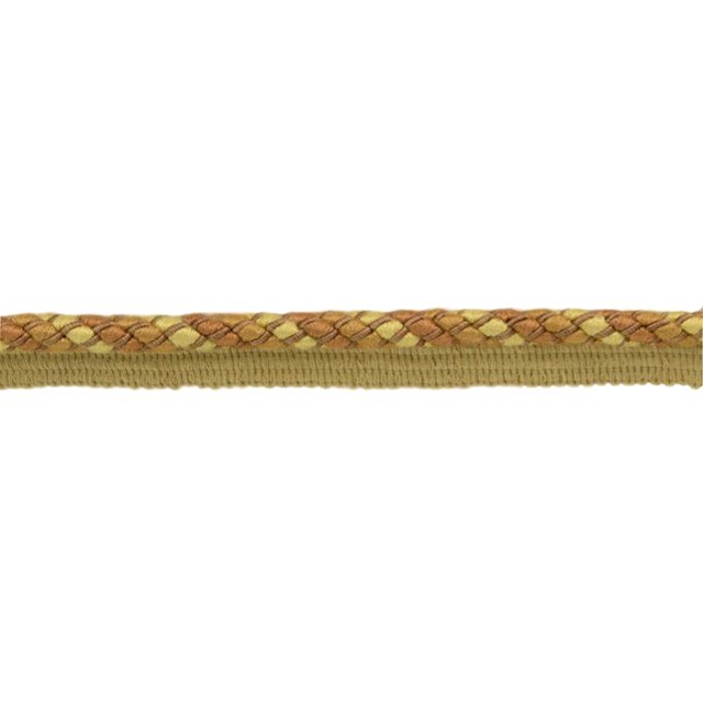 3/8" (1cm) Marrakesh Collection Decorative Twisted Rope Cord with Lip | Cord Trim (Style# 0038RW), Gilded Gold Multicolor #VL04 (Gold, Light Brown, Light Gold) 5 Yards (15 ft/4.5m)