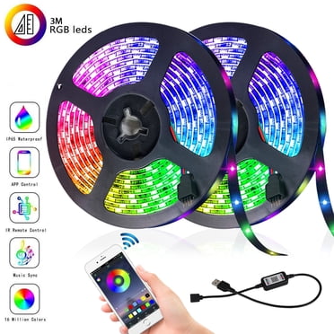 Bandes Lumineuses DEL 5 M/4 M/3 M/2 M/1 m, Bandes Lumineuses DEL Bluetooth Sans Fil Musique Rubans RVB avec Télécommande Cordons à Changement de Couleur Contrôle par Application pour Téléphone Intelligent pour Décoration de Maison Fêtes Anniversaire Bar Club