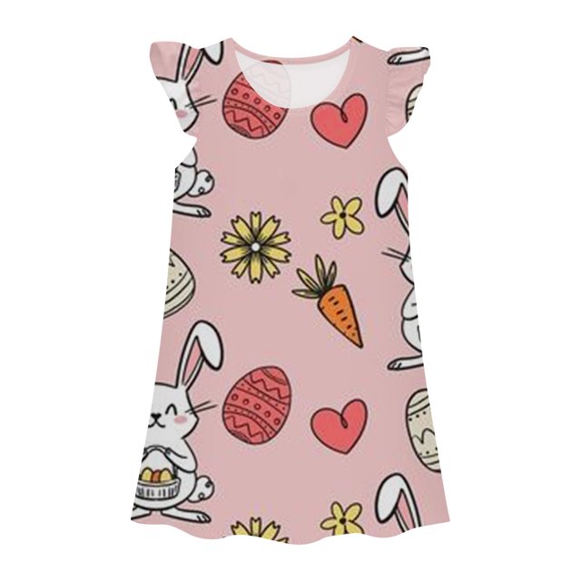 MIASHUI Robe de Princesse pour Filles, Chemises de Nuit, Pyjama pour Petites Filles, Robe de Nuit, Tenue de Sommeil, Rose, 5-6 Ans
