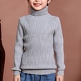 thumbnail image 2 of MeetoTime Kids High Neck Knitted Sweater Solid Color Fall Winter Long Sleeved Base Shirt for Girls, 2 of 3