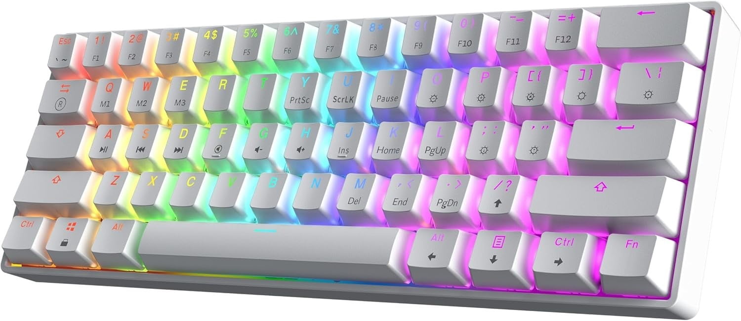 Mechanical Gaming RGB LED Keyboard - White, Gaetron Optical Red Switches