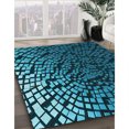 thumbnail image 3 of Ahgly Company Tapis d'Intérieur Lavables en Machine, Carrés Transitionnels Vert Turquoise Foncé, Carrés de 7', 3 of 7