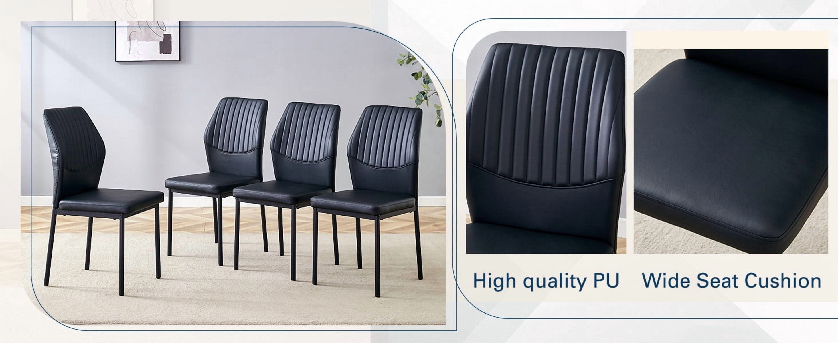 Noble House Luxury minimalist chair - 4 high elasticity black PU dining chairs