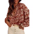 thumbnail image 1 of ORUYROP Blouses Décontractées Boho à Imprimé Floral Col en V Manches Longues Amples pour Femmes, 1 of 7