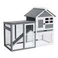 thumbnail image 1 of Double Layer Small Animal Hutch with Waterproof Roof, Wooden Rabbit Cage with Removable Tray and Non-Slip Ramp, Indoor Outdoor for Rabbits Chickens Ducks Guinea Pigs, Grey, 1 of 8