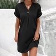 thumbnail image 2 of UPPADA Robe Midi d'Été pour Femme à Manches Courtes, à Volants, Imprimé Floral, Robe Soleil à Col en V Plongeant, Taille Haute, Robe Maxi Courte Fluide, Décontractée, Vacances, Robes Soleil, Robe de Printemps à Manches Courtes Noire, TTG, 2 of 6