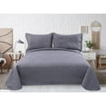 thumbnail image 4 of Marina Decoration Solid Embossed Pinsonic Coverlet Bedspread Bedding Ultra Soft Summer Quilt Set with Shams, Grey Color, 4 of 7