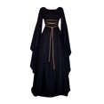 thumbnail image 1 of TJAZFJPA Robes de Bal Femmes Grande Taille Solide Vintage Renaissance Manches Longues Bandage Longue Robe de Soirée Robe en Cuir Robe Noire Mini Robe, 1 of 1