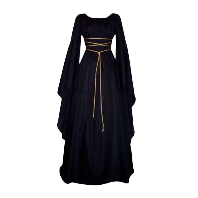 TJAZFJPA Robes de Bal Femmes Grande Taille Solide Vintage Renaissance Manches Longues Bandage Longue Robe de Soirée Robe en Cuir Robe Noire Mini Robe