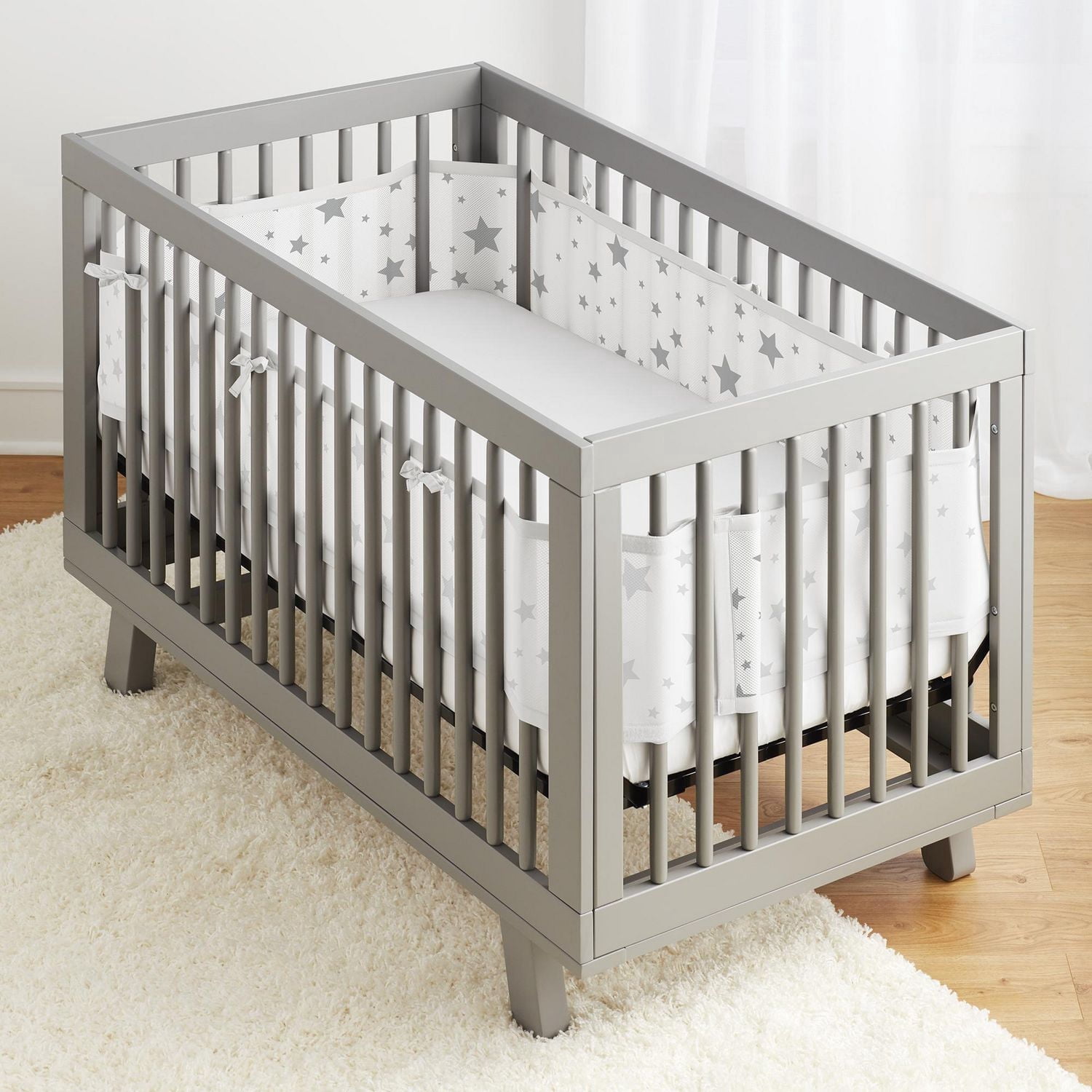 BreathableBaby Doublure en maille respirante pour berceaux pleine grandeur, maille classique de 3 mm, lumière des étoiles (la taille 4FS couvre 3 ou 4 côtés)