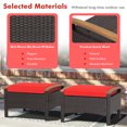 thumbnail image 4 of Gymax 2PCS Patio Ottomans Wooden Handles Rattan Knitting Foot Pedal Red, 4 of 9