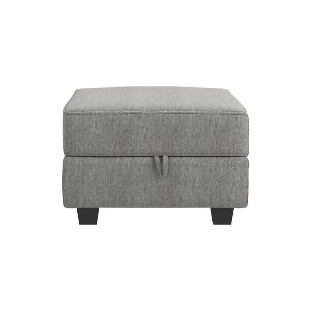 HONBAY Square Ottoman Module for Modular Sectional Sofa in grey, featuring a clean-lined design with a lift-top for hidden storage. Made of soft, durable polyester fabric with a solid wood frame and sturdy legs. This multifunctional ottoman serves as a footrest, additional seating, or storage for blankets, pillows, and other items. Ideal for small spaces like apartments or offices, it is easy to assemble by connecting the legs.