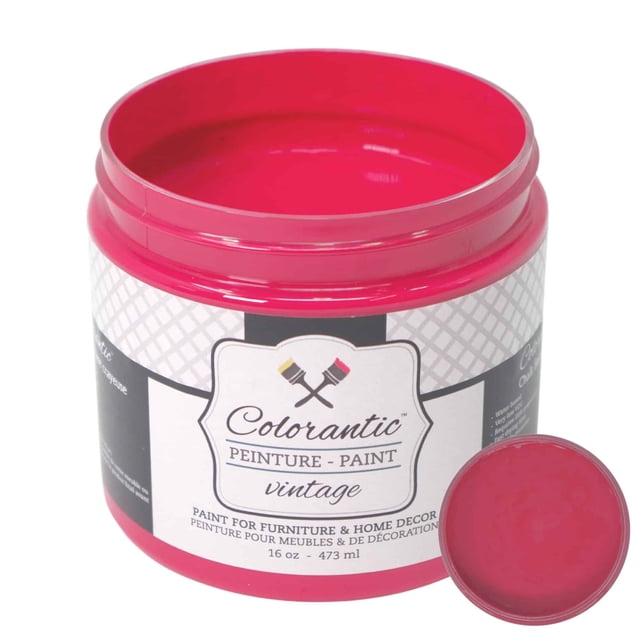 Colorantic / Peinture à la Craie à Base de Framboise pour Meubles Bricolage - Couleur Rouge-Rose - 16 oz