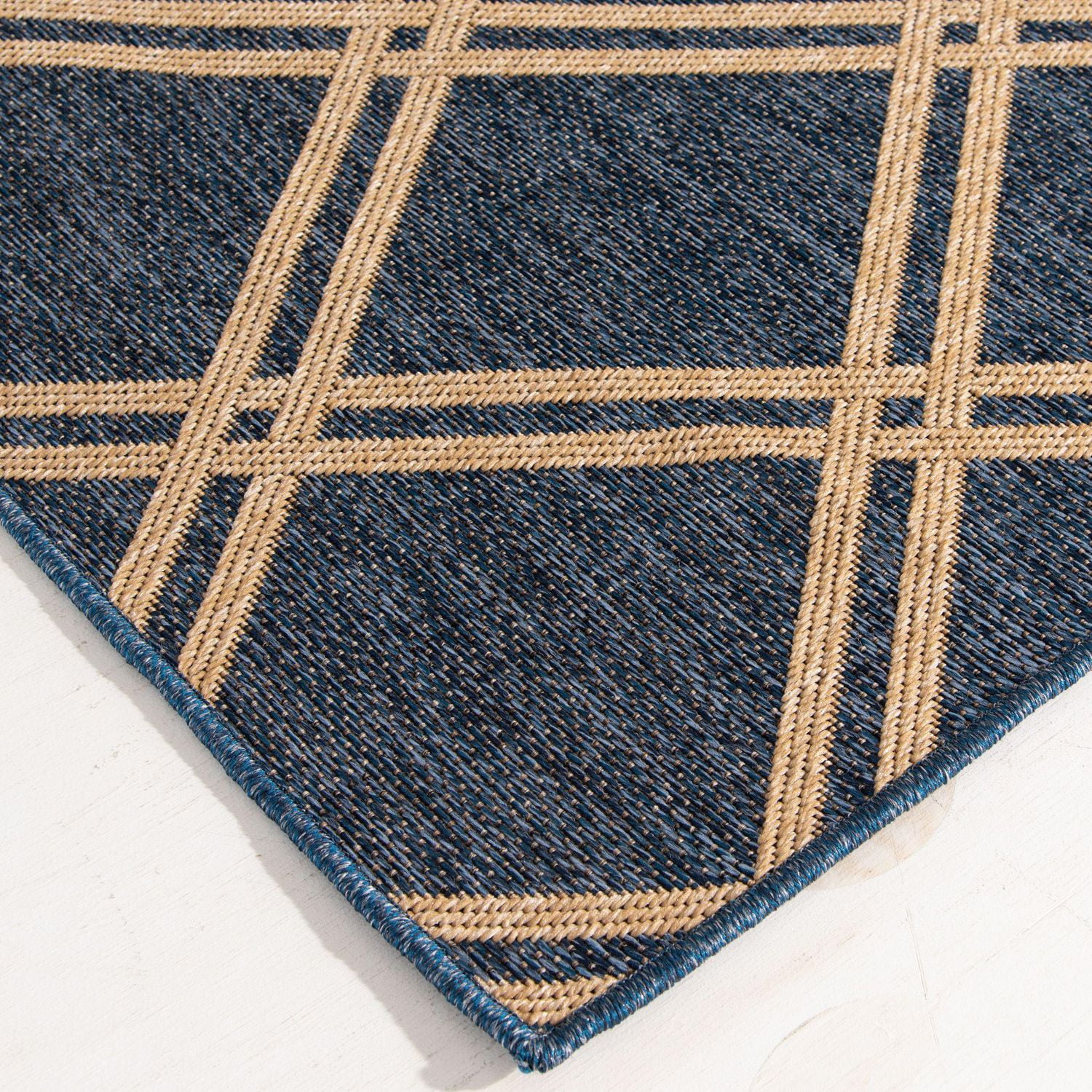 Tapis tissé bleu cobalt et havane Smithleighs