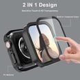 thumbnail image 2 of LEIXIUER 2 Pack Waterproof Hard Cases for Apple Watch Case 45mm 41mm 44mm 40mm with Tempered Glass Screen Protector, Accessories Ultra-Thin Durable Waterproof Protective Cover for iWatch SE 6 7 4 5, 2 of 6