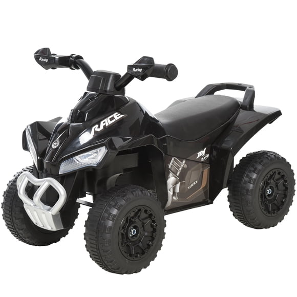 Aosom Moto Jouet à 4 Roues pour Enfants, Bébé et Tout-Petit, Voiture à Chevaucher, Marchette Sans Alimentation, Glisseur à Propulsion par les Pieds avec Fonction Musique et Éclairage pour 18-36 Mois, Noir