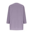 thumbnail image 4 of Timegard Plus Size Tops for Women Drop Shoulder V Neck Button 3/4 Sleeve Casual Loose Lightweight Blouse, 4 of 7