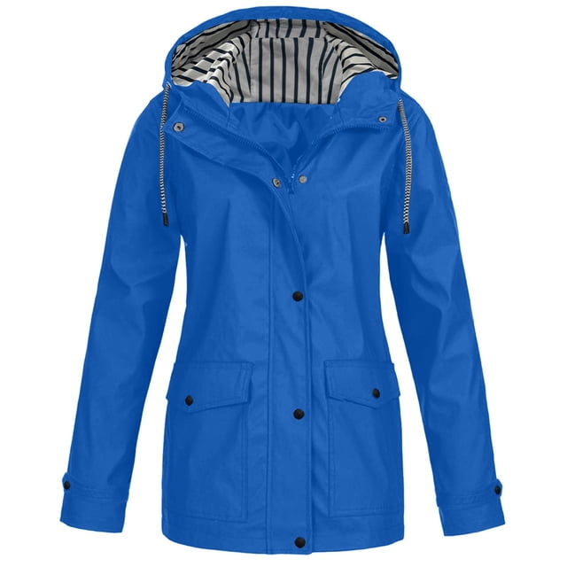 Kcodviy Manteau de Pluie pour Femmes avec Manteaux Chauds pour Femmes, Capuche, Léger, Manches Longues, Imperméable Transparent pour Femmes, Coupe-Vent à Fermeture Éclair, Veste à Cordon, Imperméable pour Femmes avec Poches