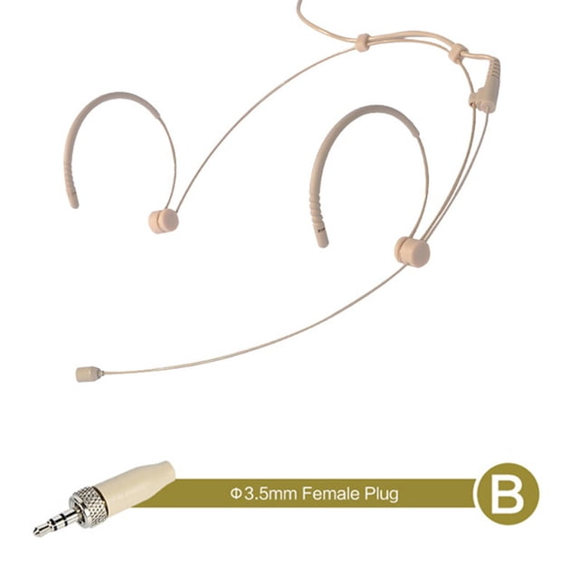 Bgsha Beige Double Earhook Headset Mic Headworn Microphone 3.5mm 3 Pin 4 Pin XLR Plug