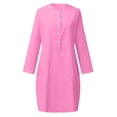 thumbnail image 5 of Meichang Robes Longueur Genou pour Femmes Décontractées à Manches Longues Demi-Boutonnage Col Ras du Cou Robe d'Automne Unie Légère Vacances Plage Robes avec Poches, 5 of 5