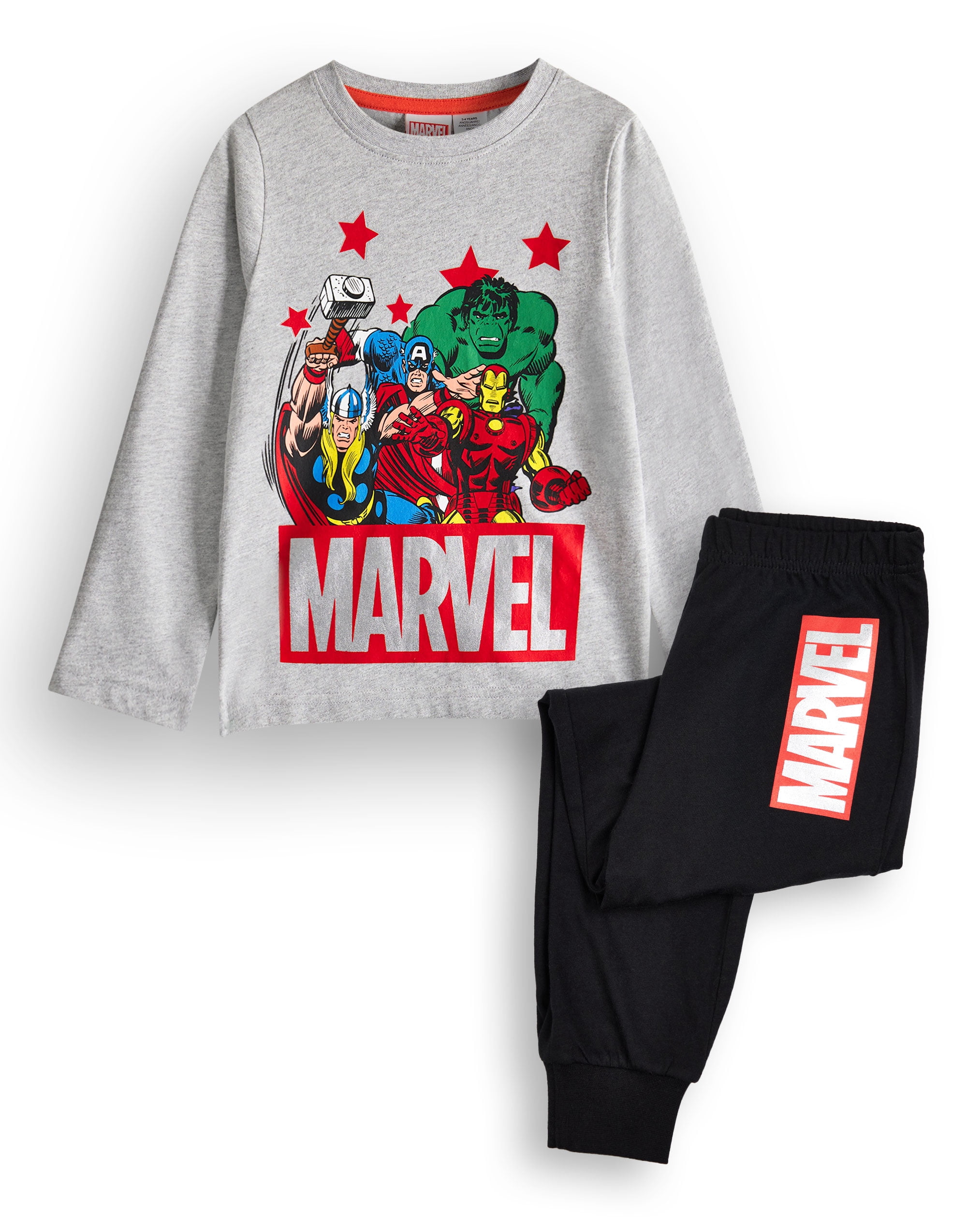 Marvel Avengers Boys Black Long Sleeve Long Leg Pyjama Set