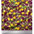 thumbnail image 1 of Soimoi Silk Fabric Leaves,Floral & Lemon Vegetable Print Sewing Fabric Yard 42 Inch Wide, 1 of 3