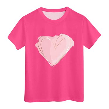 AJIWYH Uniformes Scolaires pour Filles, T-Shirts à Manches Courtes pour Filles Hauts d'Été pour Enfants T-Shirts à Col Rond 3 13 Ans, T-Shirts à Manches Courtes 37t pour Filles de 8-9 Ans, Rose Vif
