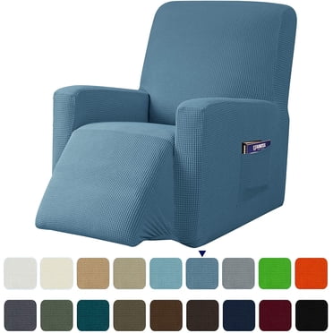 Subrtex Stretch 1-Piece Recliner Chair Cover Textured Grid Slipcover with Pockets
